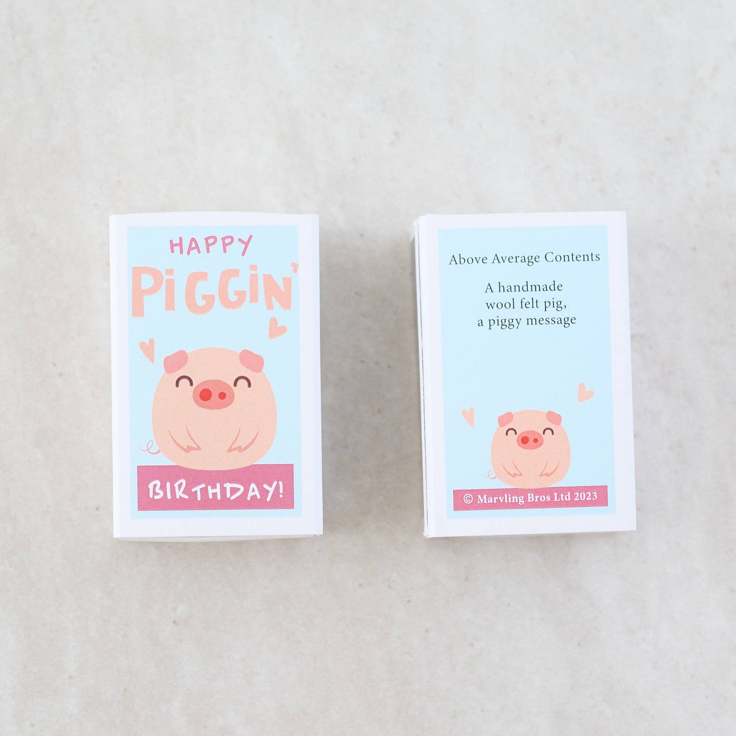 Marvling Bros Ltd - Happy Piggin' Birthday Wool Felt Pig In A Matchbox