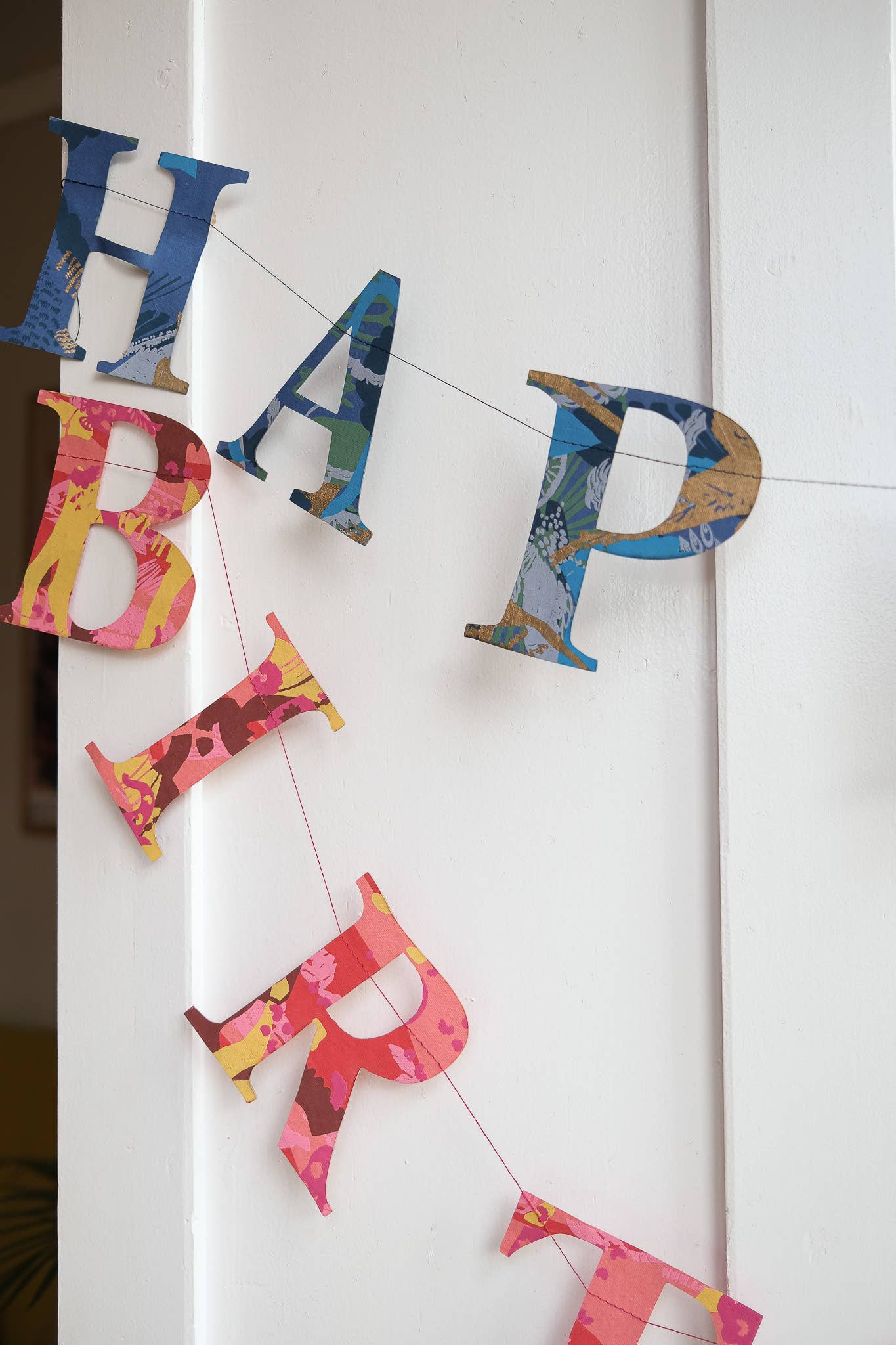 East End Press - Happy Birthday - Recycled Blue Mix Sewn Garland
