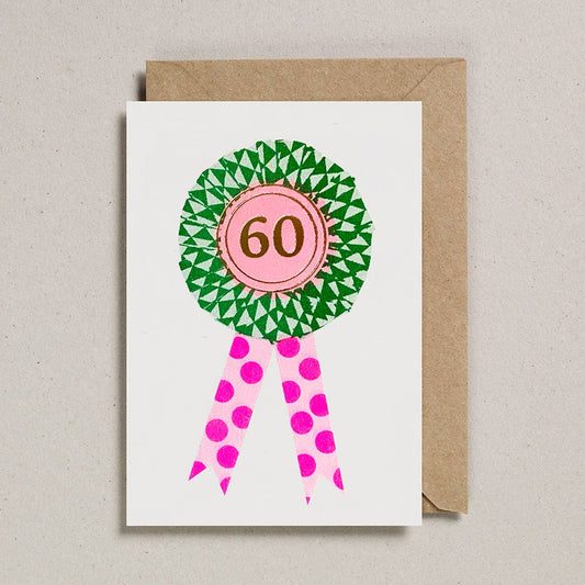 Petra Boase Ltd - Riso Rosette Cards - Pack of 6 - Age 60