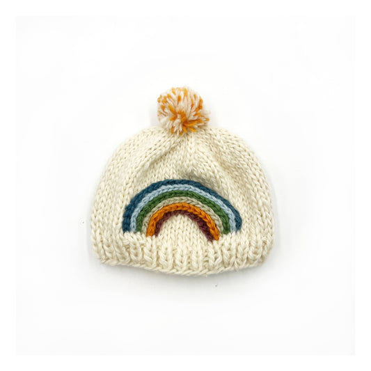 Pebblechild - Soft Hat Handmade Knitted Rainbow  – age 6-12m