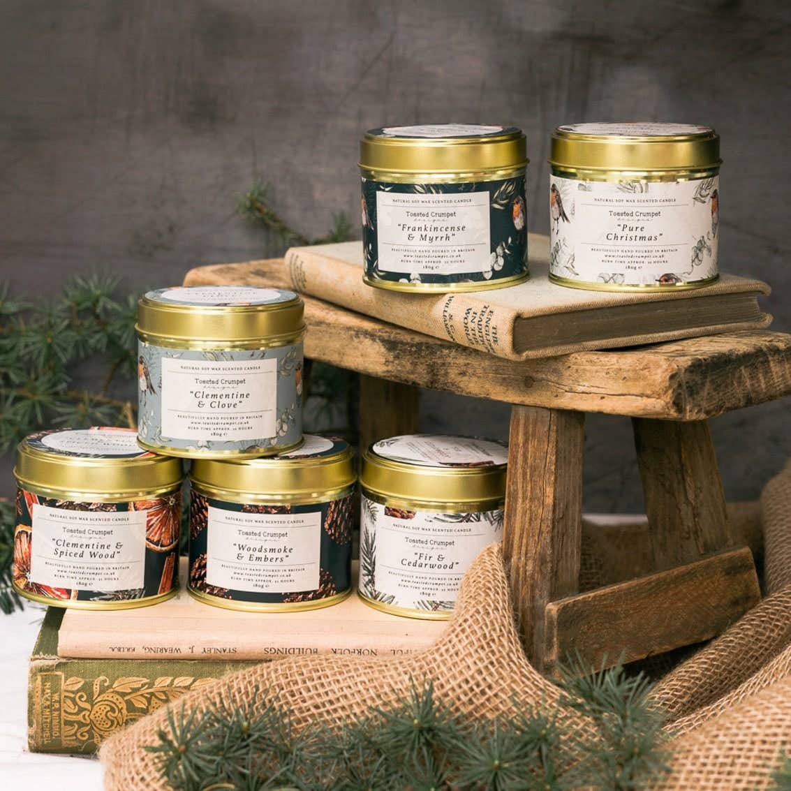 Toasted Crumpet - Clemetine & Clove (Robin & Eucalyptus Blue) Candle in a Matt
