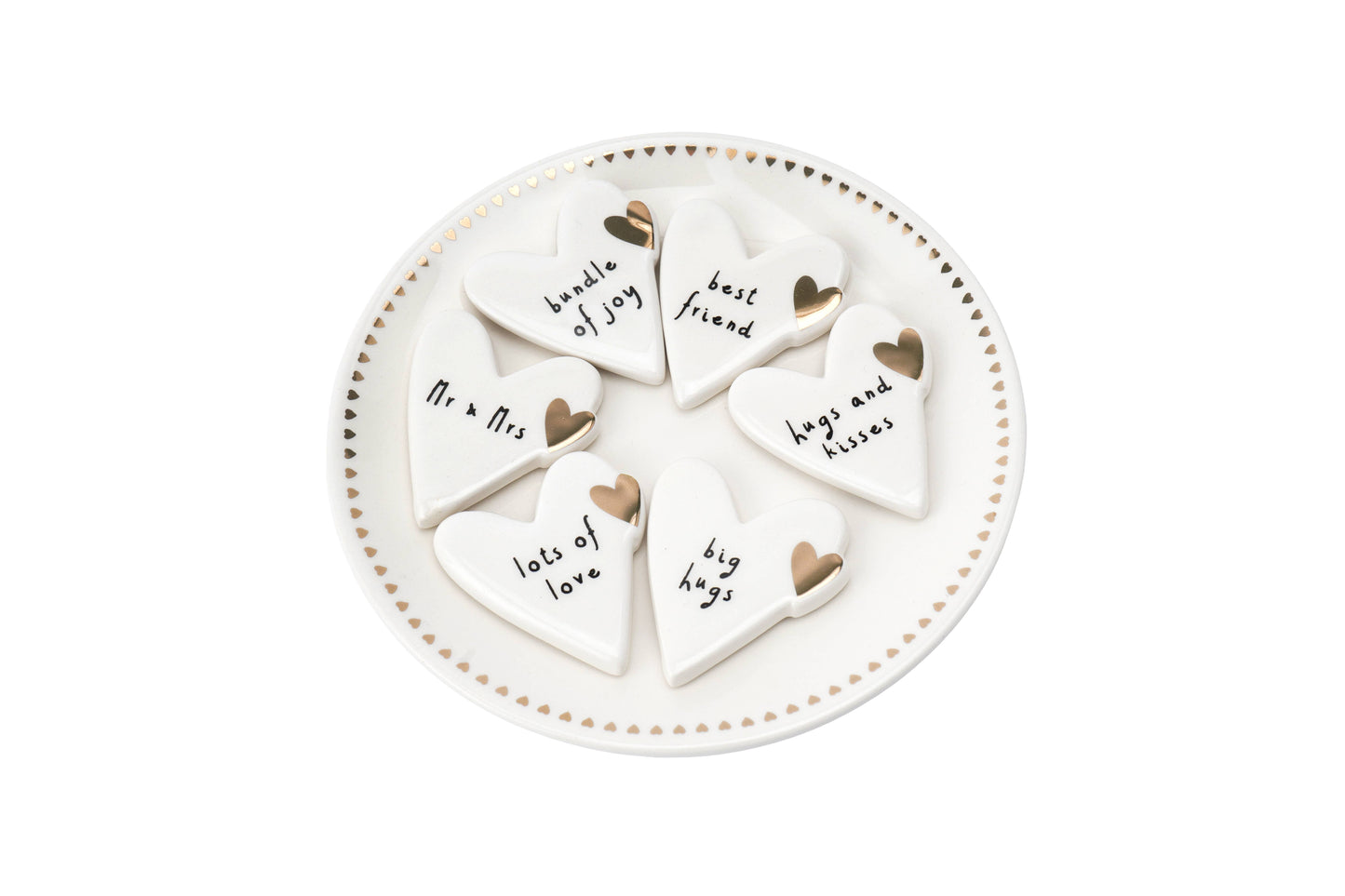 CGB Giftware - Send With Love 6 Assorted Ceramic Heart Tokens In Dish
