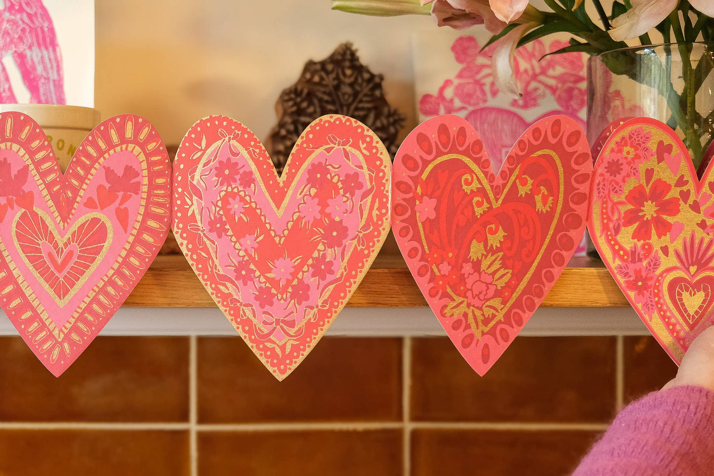 East End Press - Hearts Concertina Garland