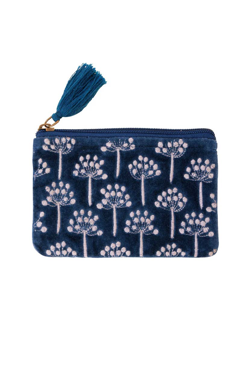 Pink Lemons Ltd - Velvet Thistle Pouch - Navy & Silver: Large