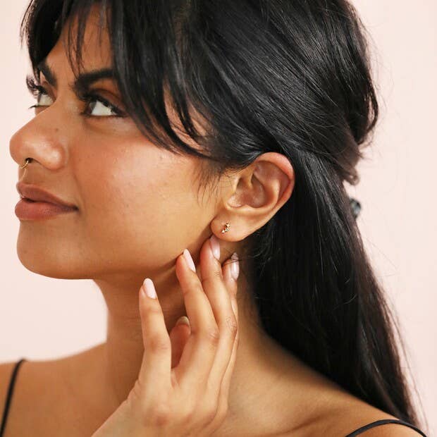 Lisa Angel - Gold Sterling Silver Triple Pastel Crystal Stud Earrings