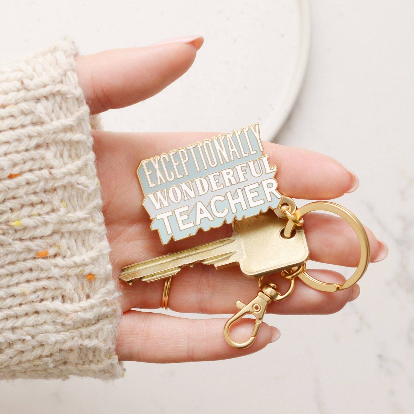 Alphabet Bags - Exceptionally Wonderful Teacher - Enamel Keyring