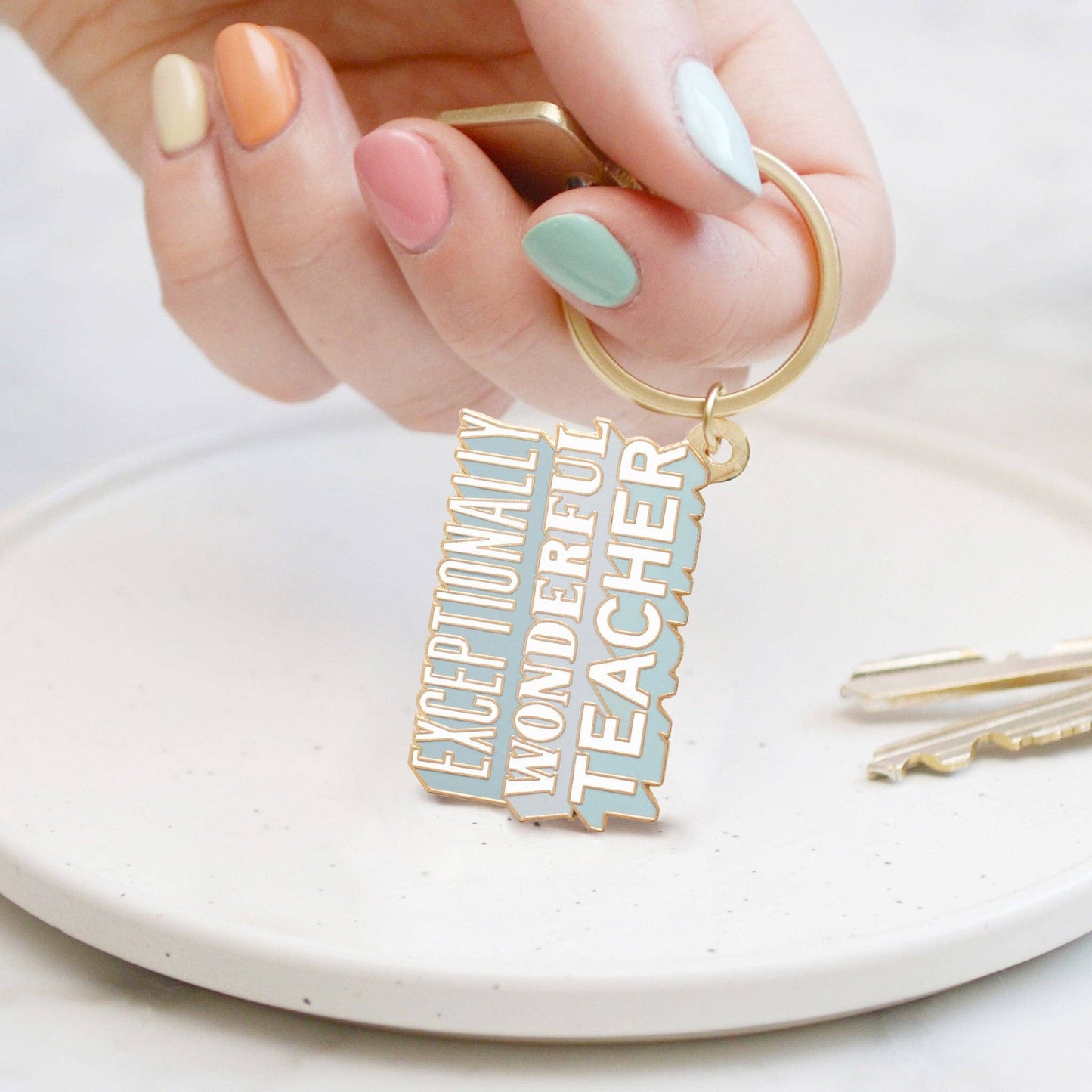 Alphabet Bags - Exceptionally Wonderful Teacher - Enamel Keyring