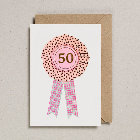 Petra Boase Ltd - Riso Rosette Cards - Pack of 6 - Age 50
