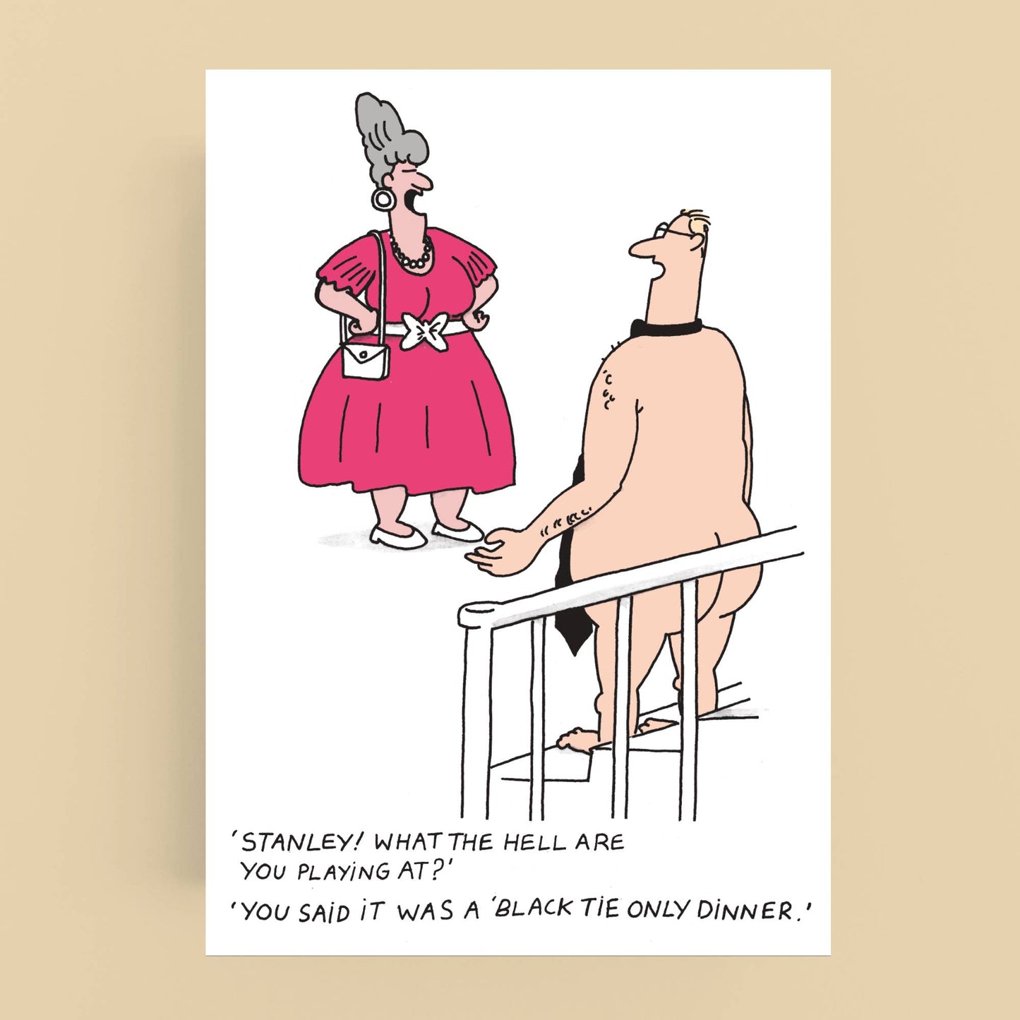Cardinky - Cartoon Everyday Card - Black Tie Dinner- Funny - Humour: Biodegradeable cello wrap.