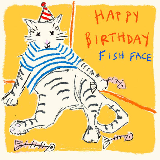 Poet and Painter - Happy Birthday Fish Face! Greetings Card , FP2087