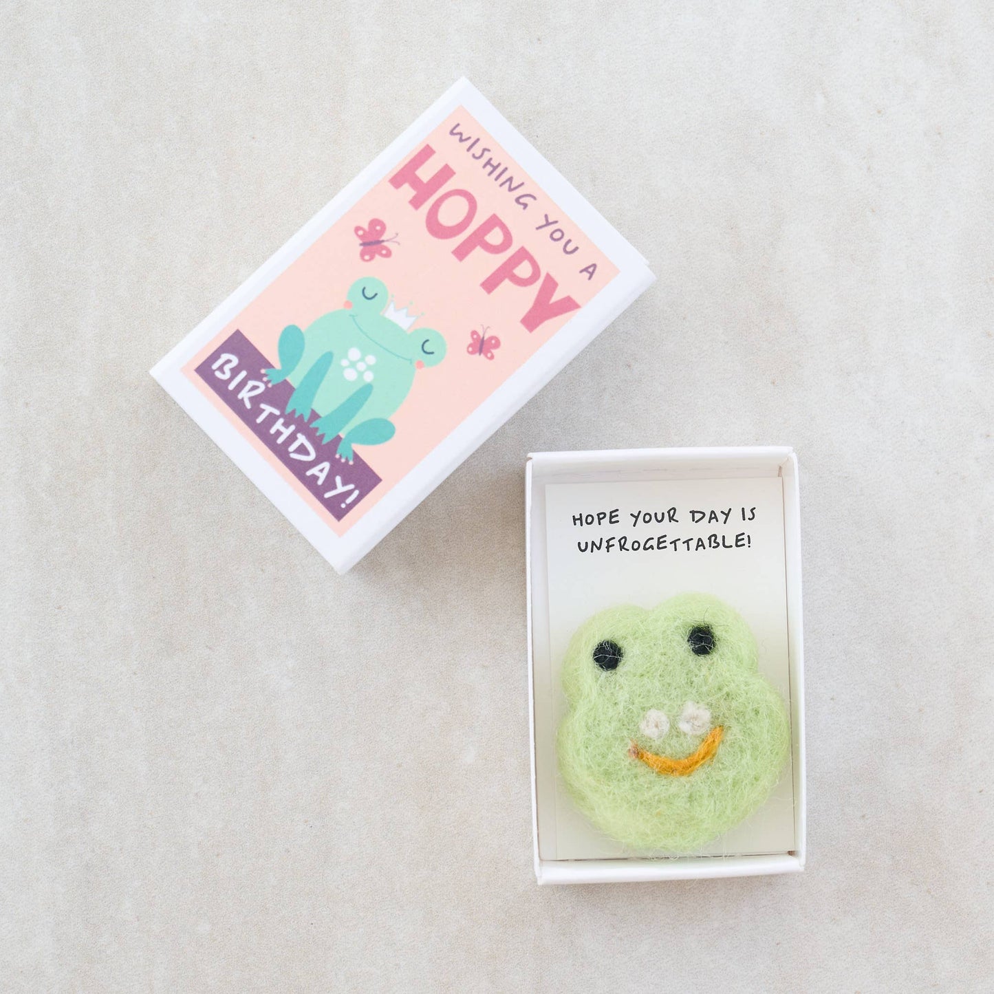 Marvling Bros Ltd - Happy Birthday Wool Felt Frog In A Matchbox