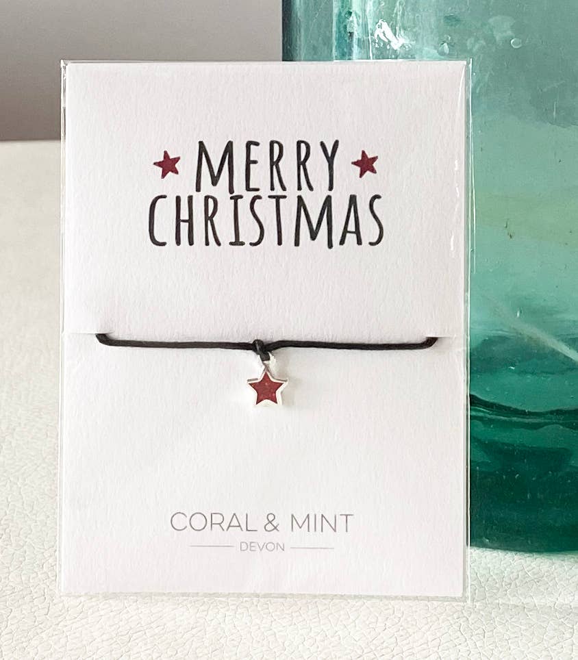 Coral and Mint - Merry Christmas - Red Star Charm