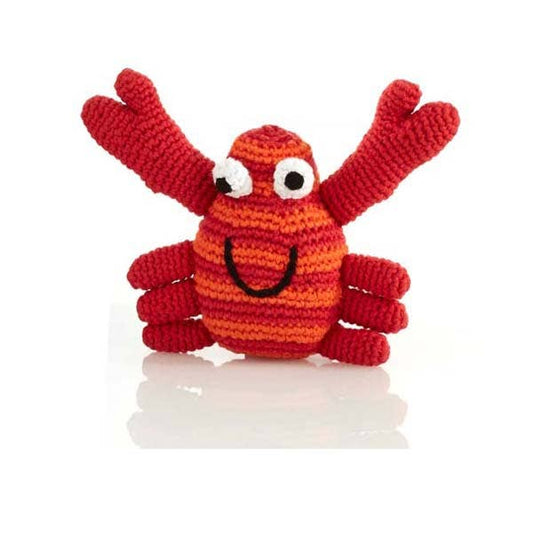 Pebblechild - Soft Toy Handmade Crab rattle - red