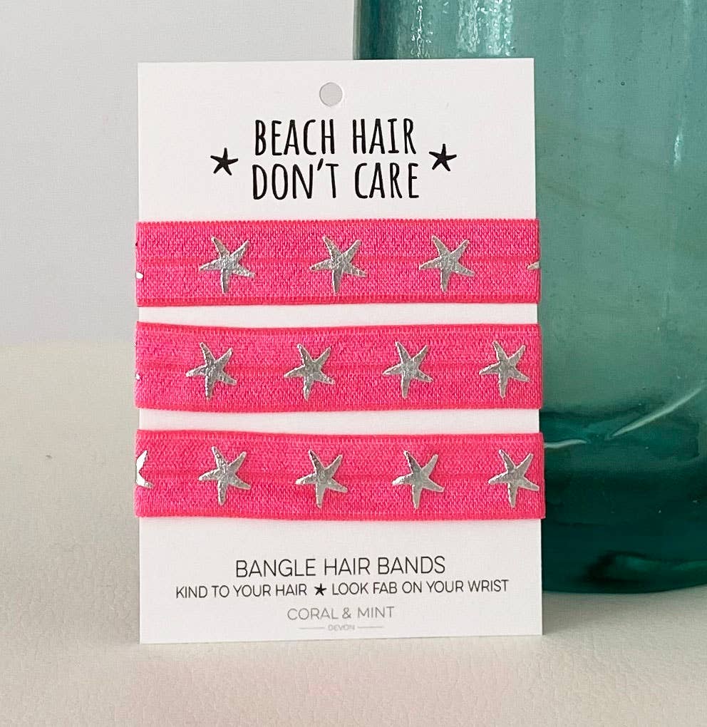 Coral and Mint - 'Beach Hair Don't Care' Pink Bangle Bands.