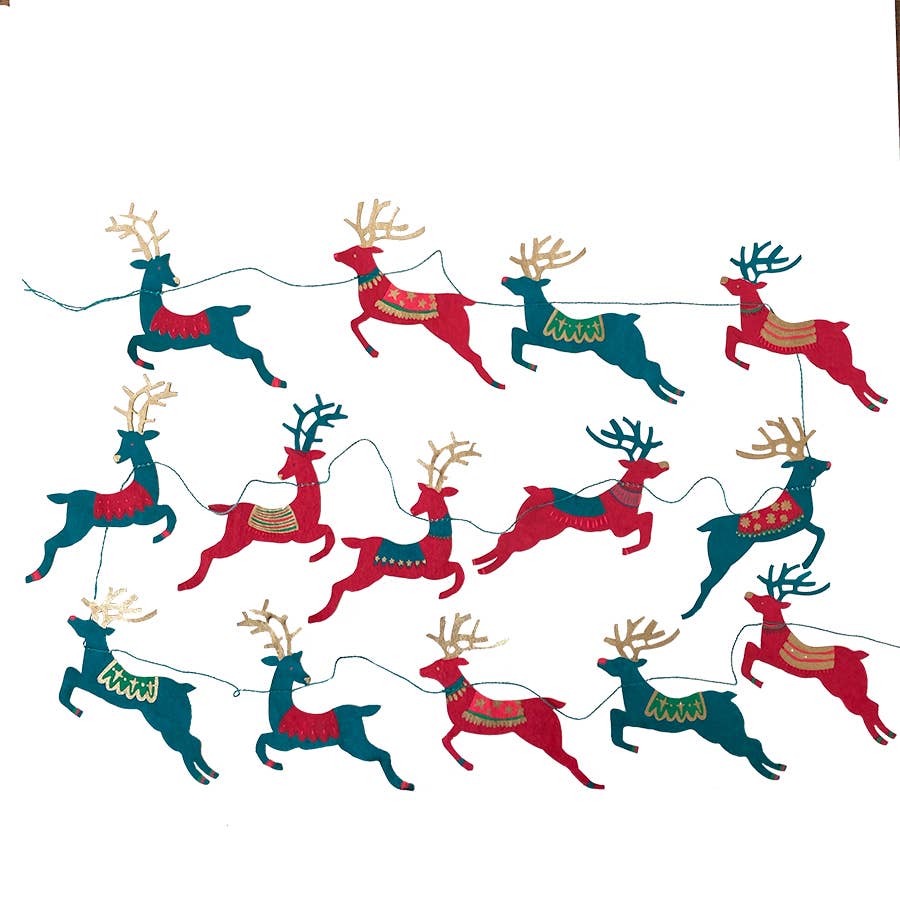 East End Press - Bright Reindeer Sewn Garland