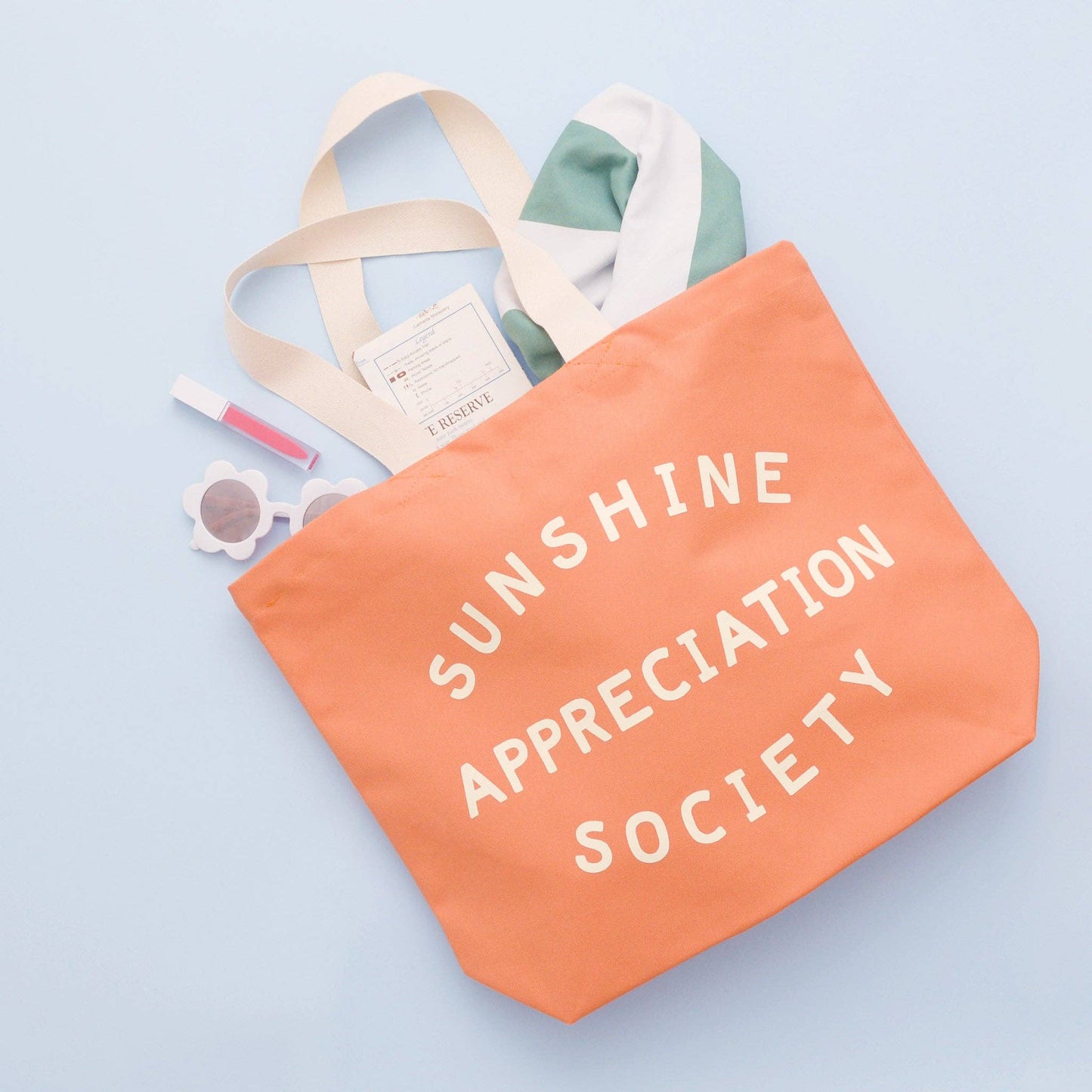 Alphabet Bags - Sunshine Appreciation Society - Peach Canvas Tote Bag