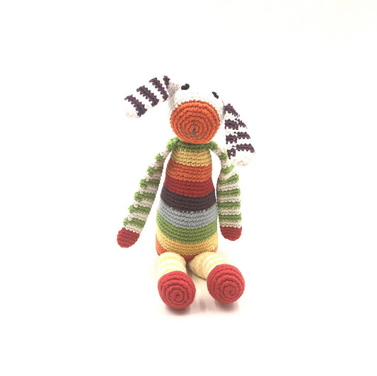 Pebblechild - Soft Toy Handmade Bunny rattle - rainbow