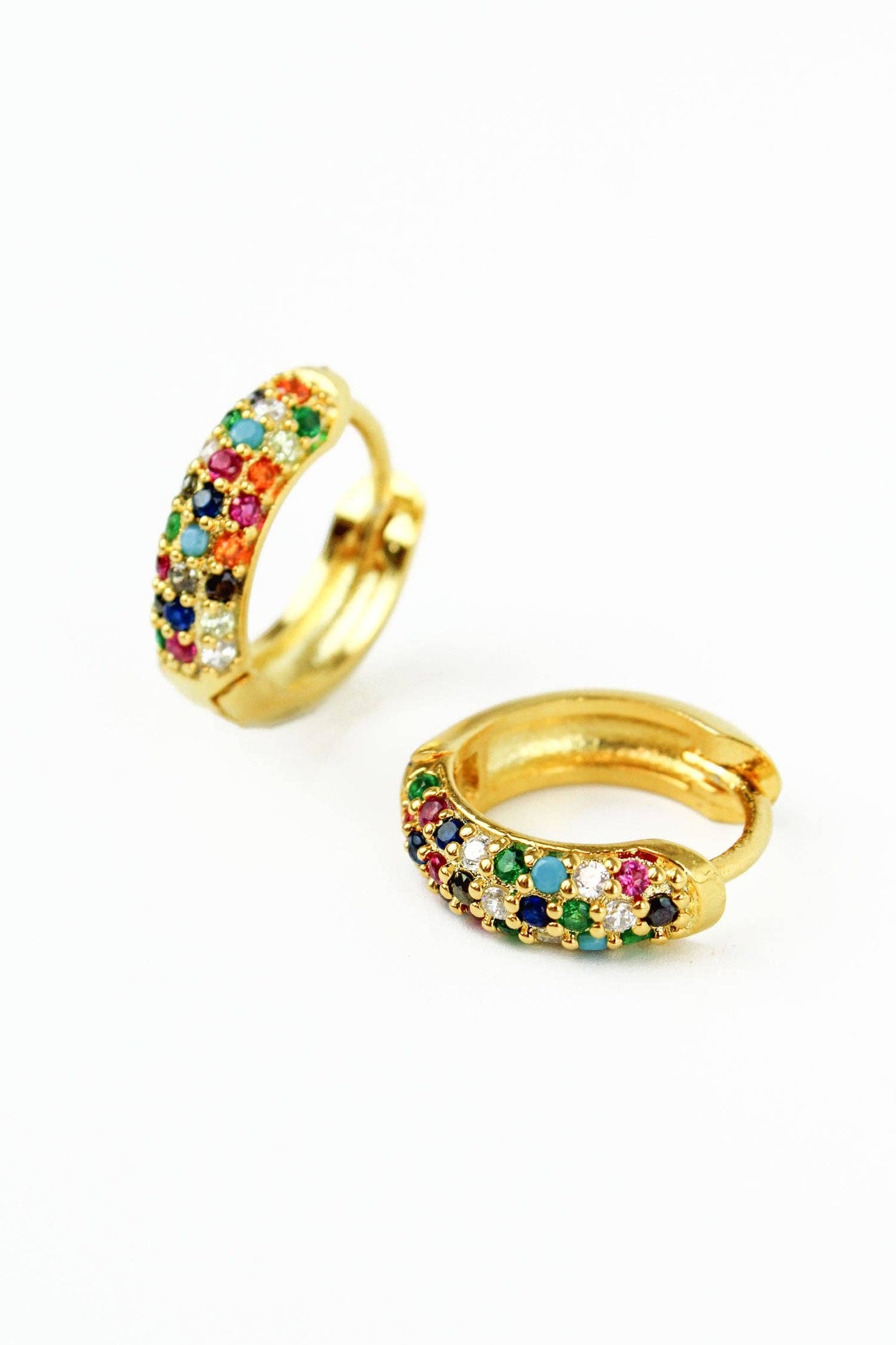 My Doris - CHUNKY GEMSTONE HUGGIE HOOP EARRINGS