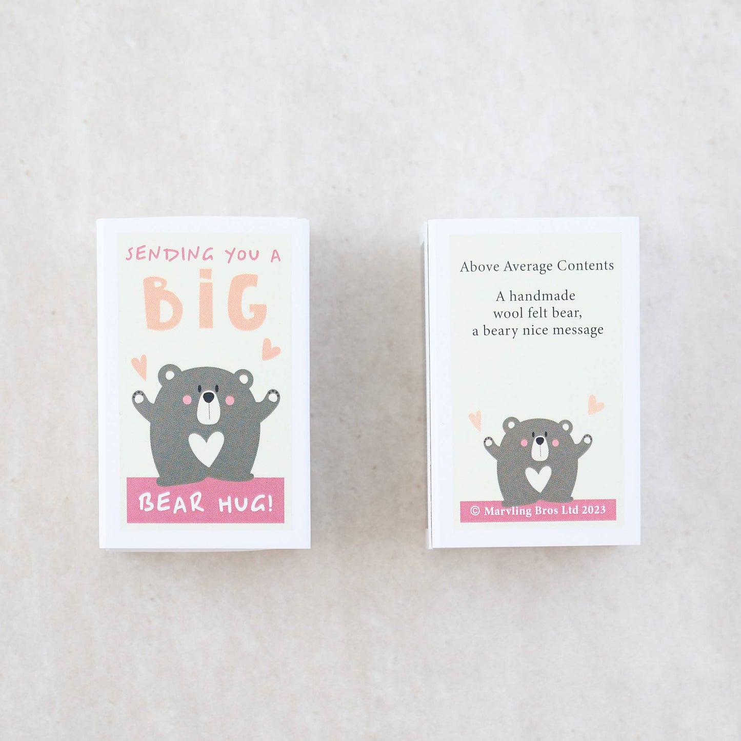 Marvling Bros Ltd - Big Bear Hug Wool Felt Bear In A Matchbox