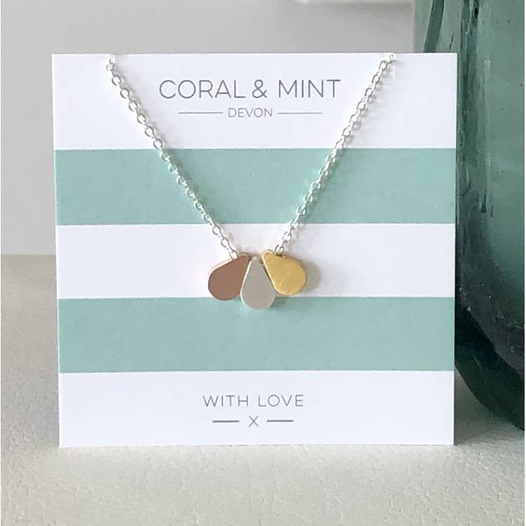 Coral and Mint - Three Drop Necklace