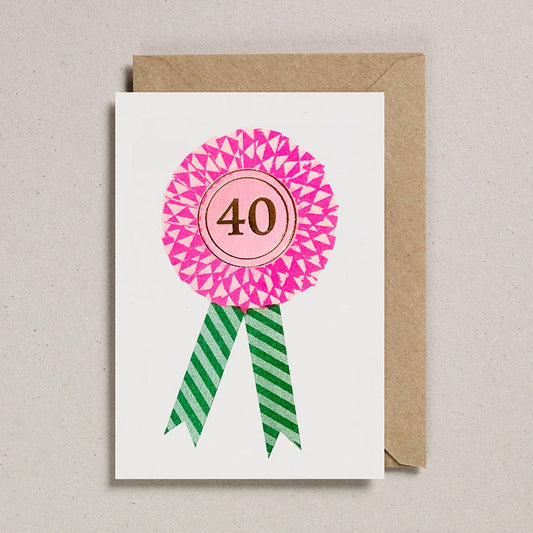 Petra Boase Ltd - Riso Rosette Cards - Pack of 6 - Age 40