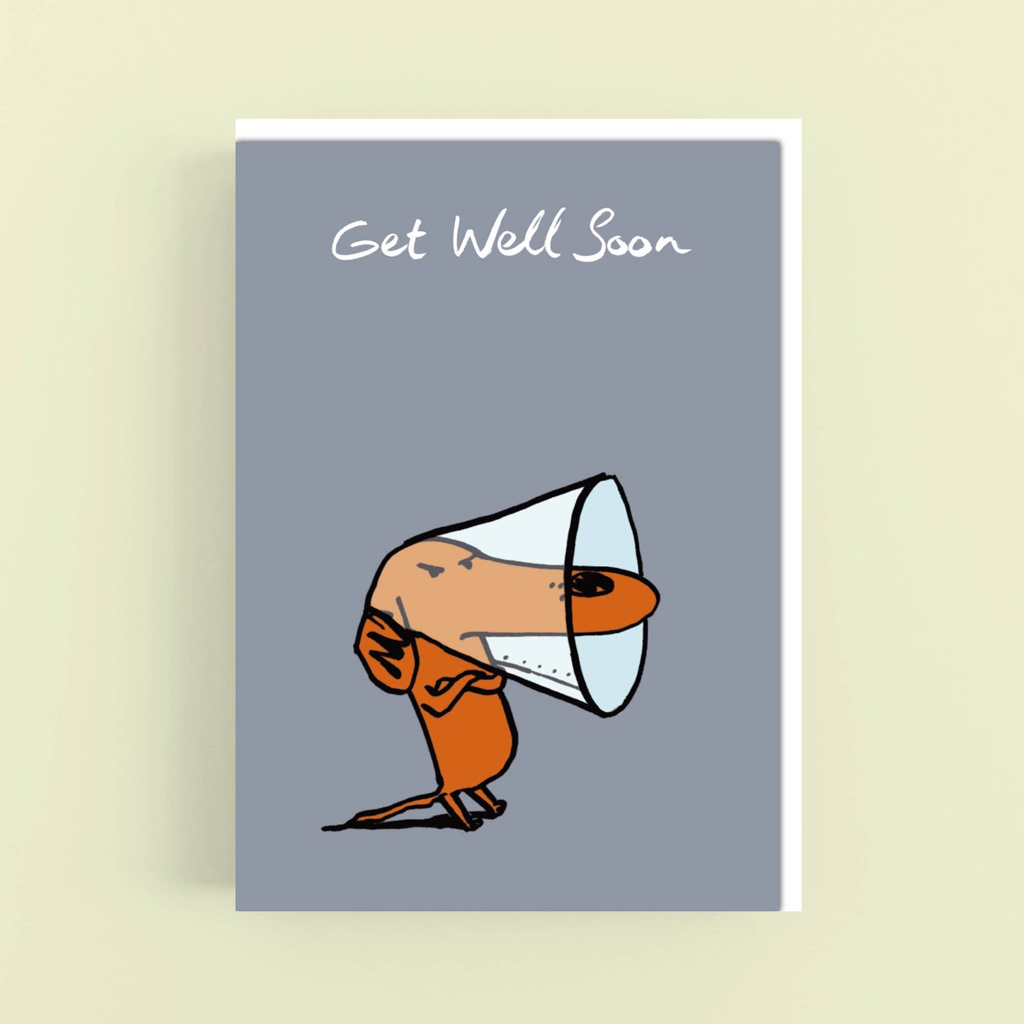 Cardinky - 'Cone of shame Dog'- Get Well Soon - Greeting card: Biodegradeable cello wrap.