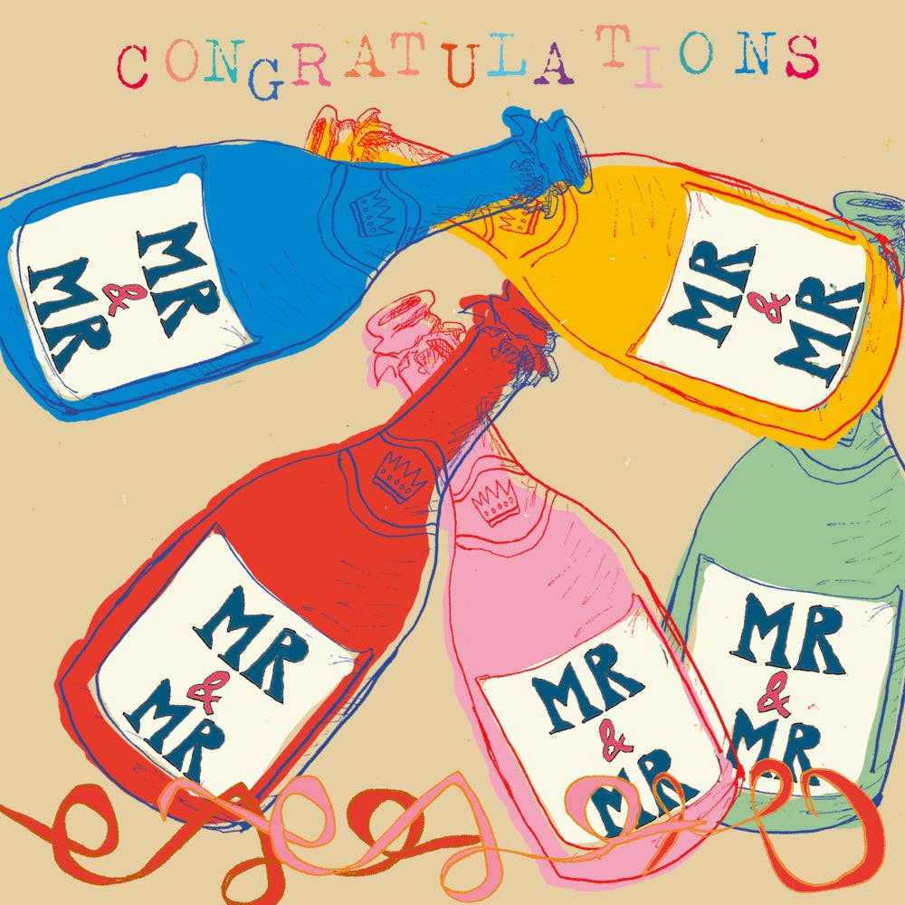 Poet and Painter - 'Mr and Mr Champagne' Greetings Card , FP2068