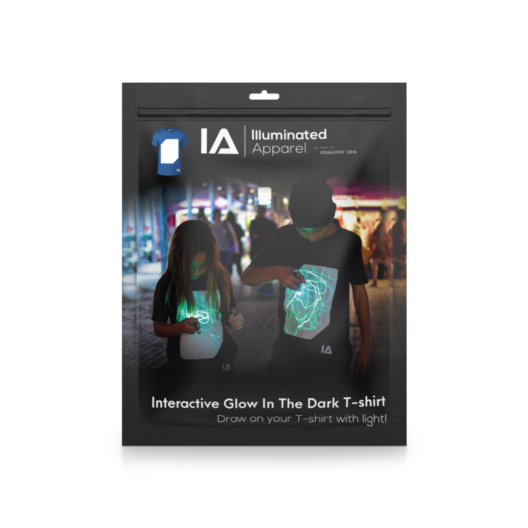 Illuminated Apparel - Kids Interactive Glow T-shirt - Blue/Green: 7-8 Years