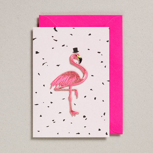 Petra Boase Ltd - Embroidered Flamingo Cards - Pack of 6 - Pink