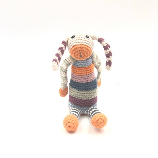 Pebblechild - Soft Toy Handmade Bunny rattle - multi