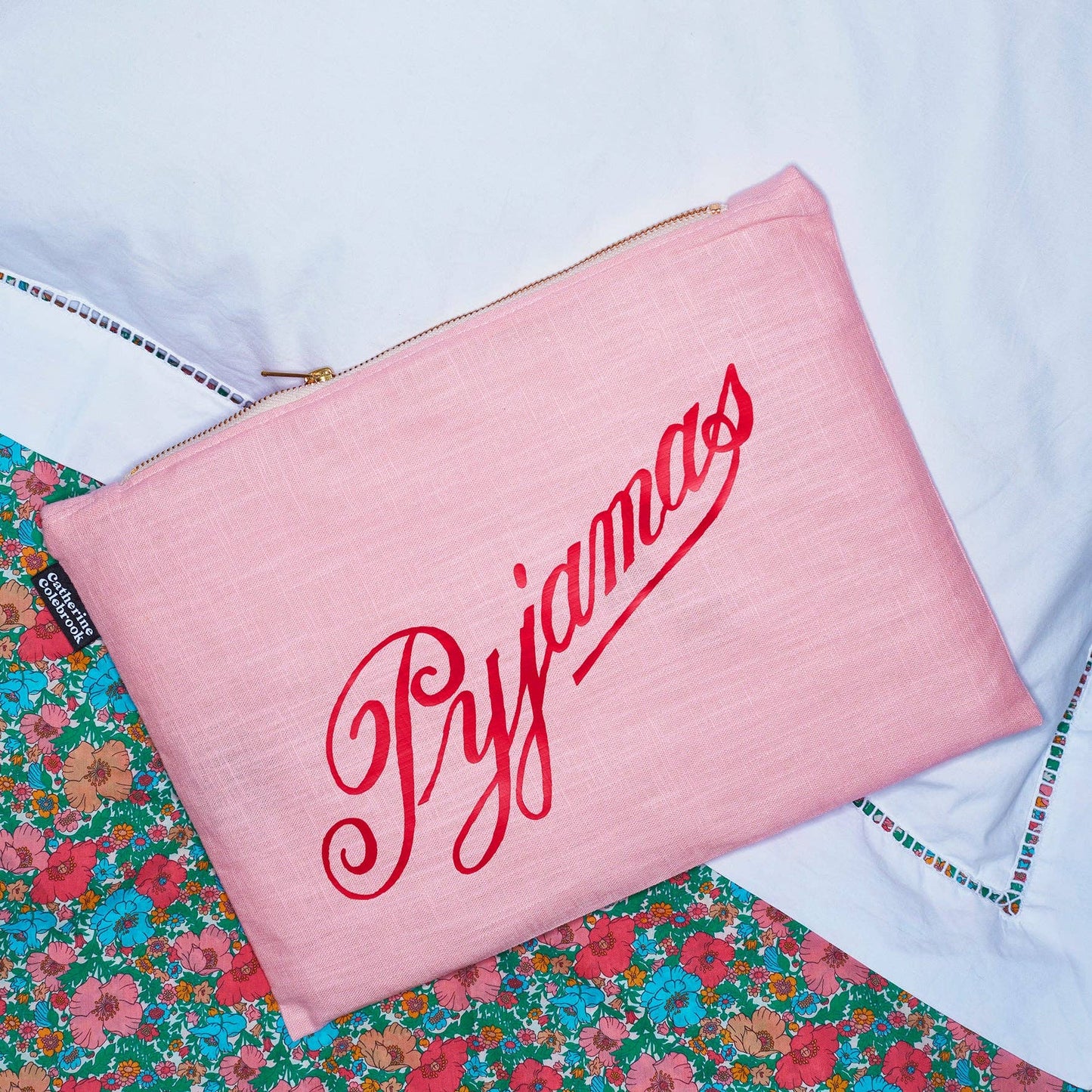 Catherine Colebrook - Pink Linen Pyjama Case