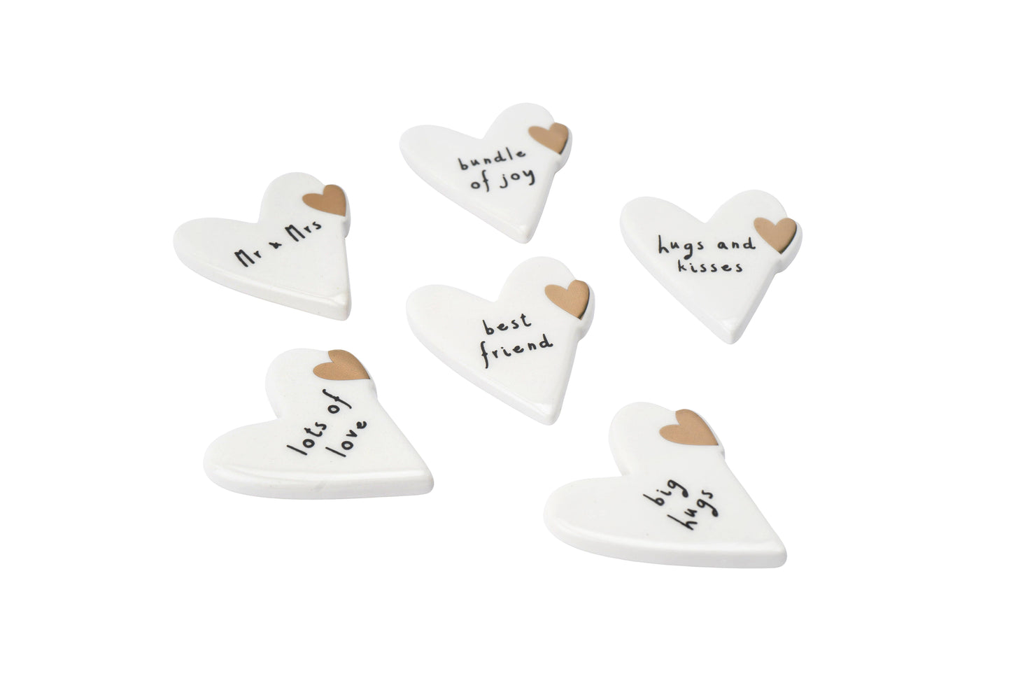 CGB Giftware - Send With Love 6 Assorted Ceramic Heart Tokens In Dish