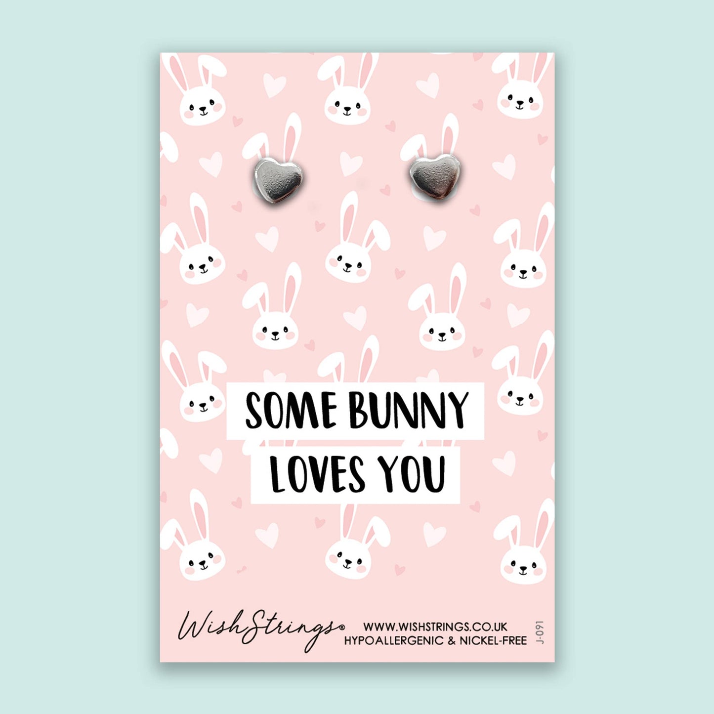 WishStrings - Some Bunny Loves You - Heart Earrings on Display Card