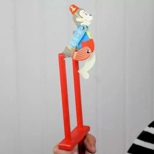 Wooden acrobatic monkey toy