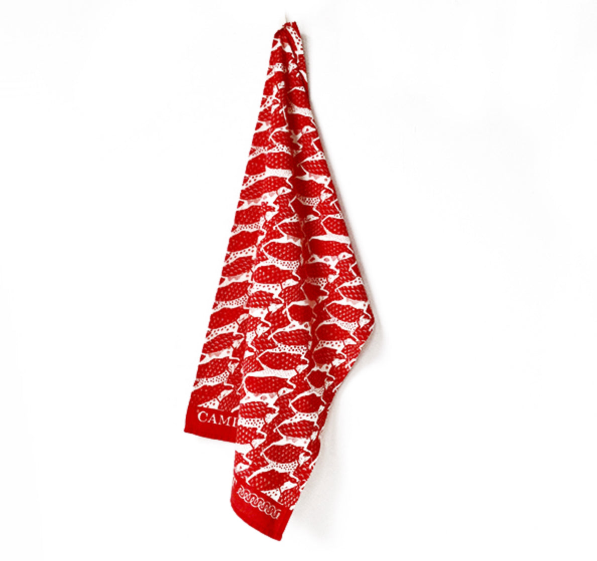 Dog print tea towel - Coral