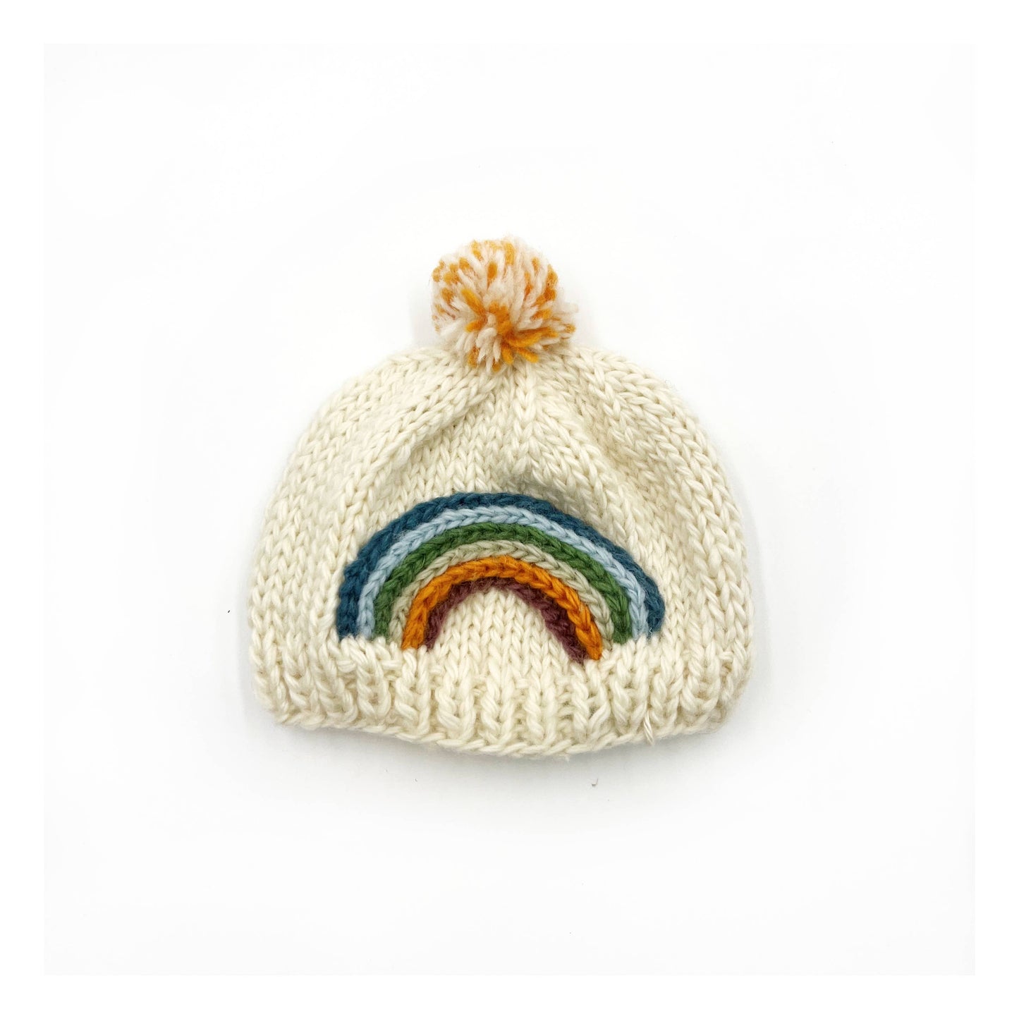 Pebblechild - Soft Hat Handmade Knitted Rainbow  – age 6-12m