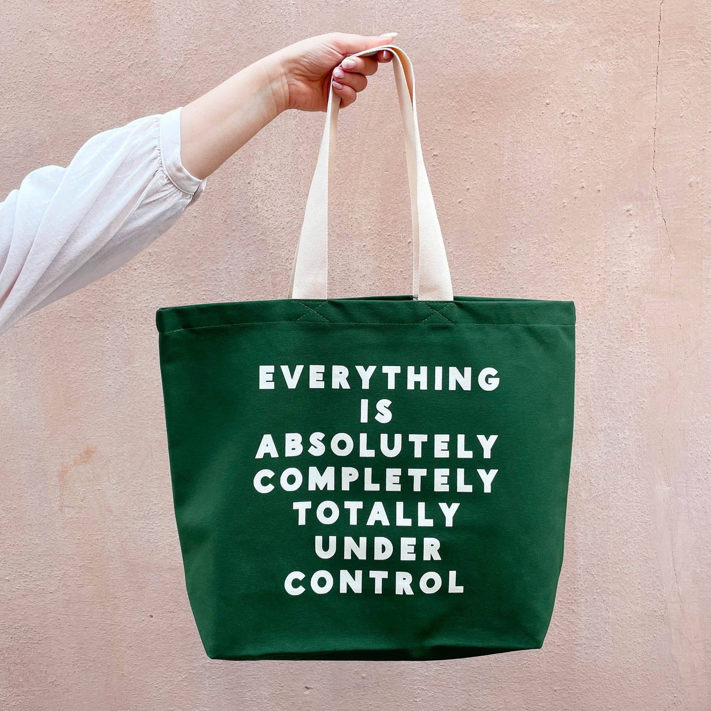 Alphabet Bags - Everything is Under Control - Canvas Tote Bag: Forest Green