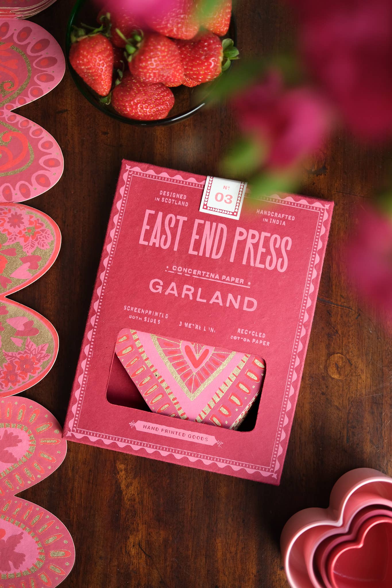 East End Press - Hearts Concertina Garland