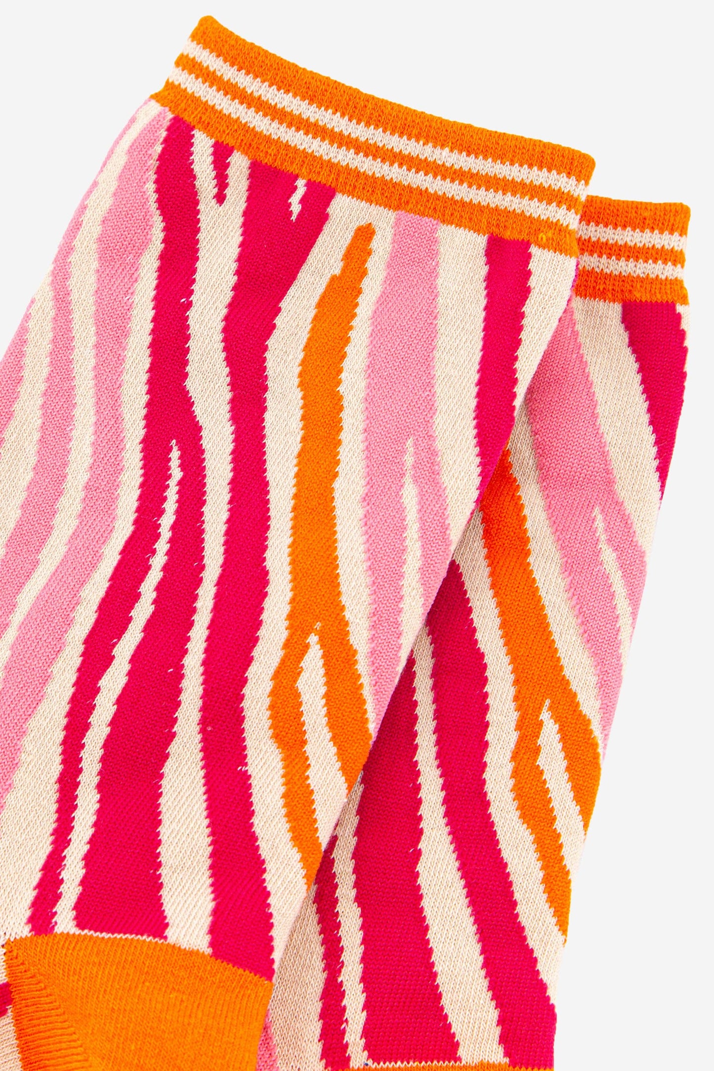 Sock Talk - Women's Zebra Print Bamboo Socks in Orange Pink