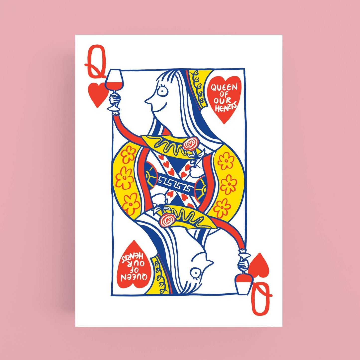 Cardinky - 'Queen of our hearts'-Mother's Day - Greeting card: Biodegradeable cello wrap.