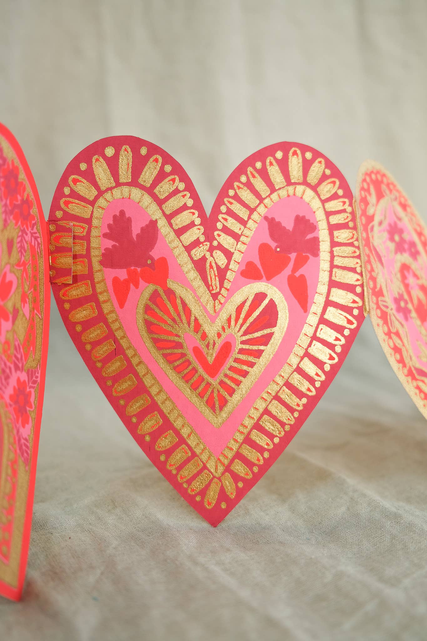East End Press - Hearts Concertina Garland