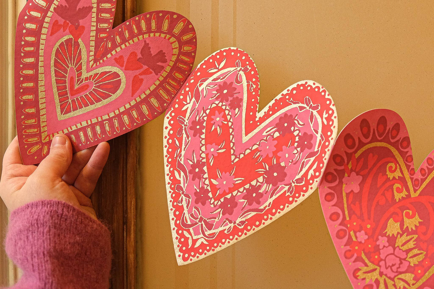 East End Press - Hearts Concertina Garland