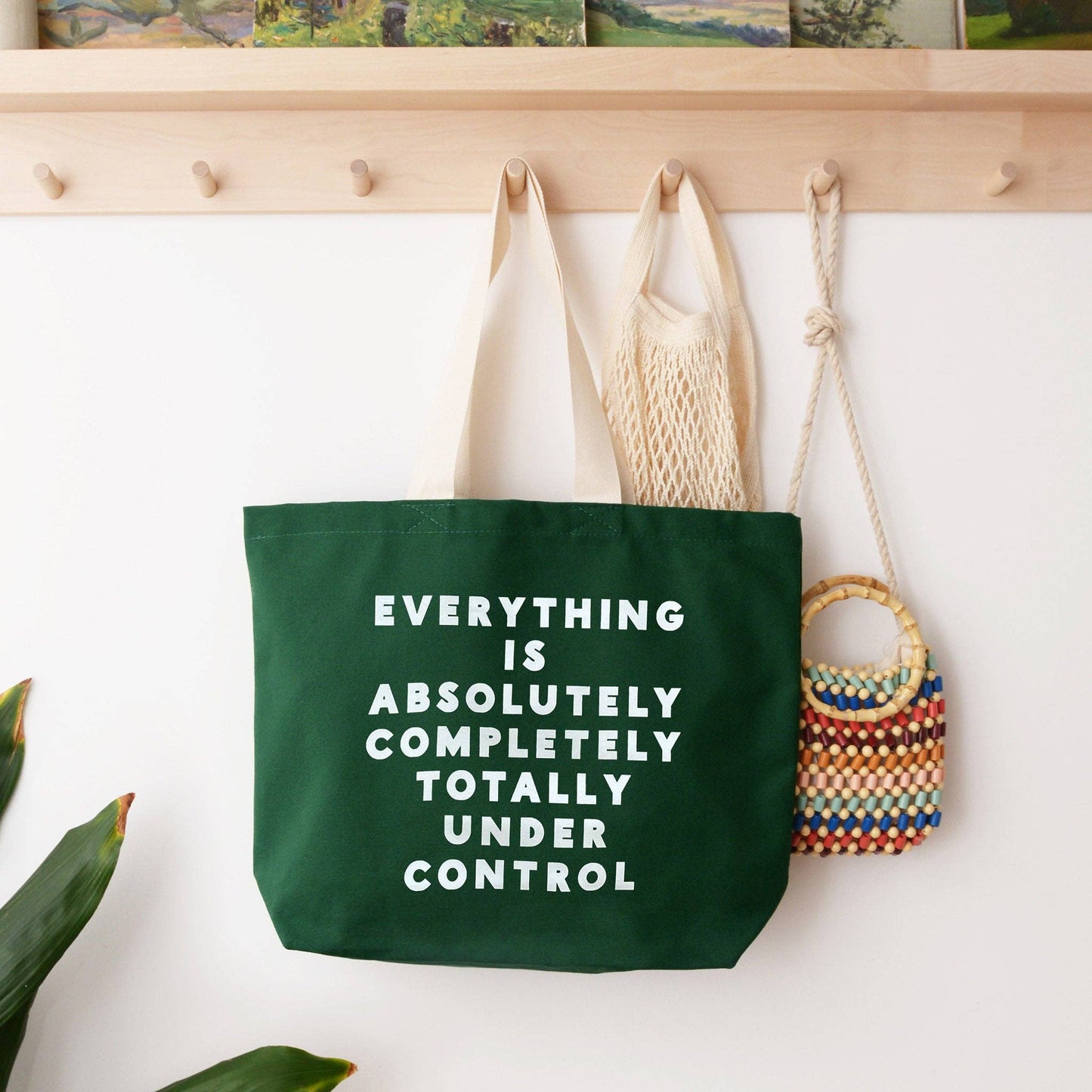 Alphabet Bags - Everything is Under Control - Canvas Tote Bag: Forest Green