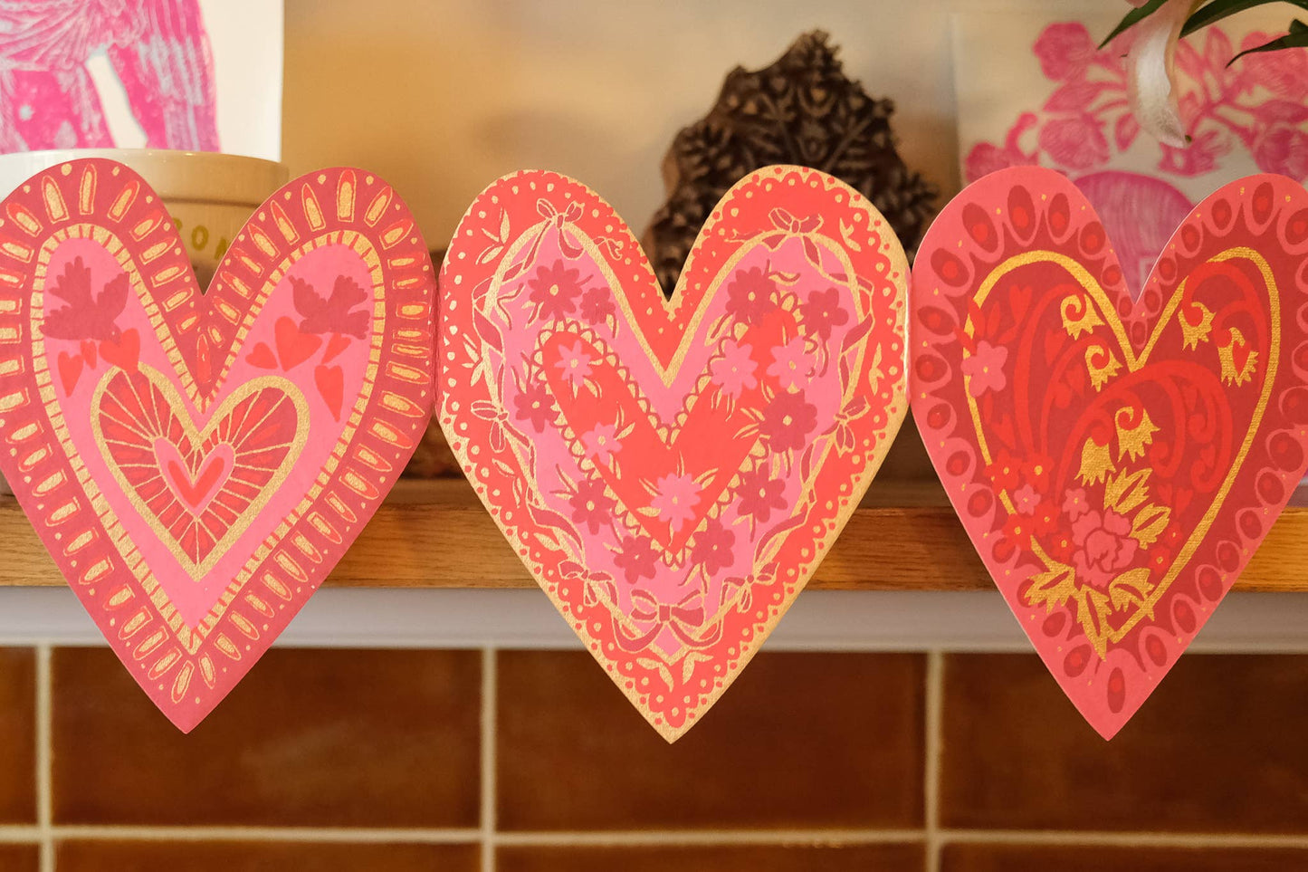 East End Press - Hearts Concertina Garland