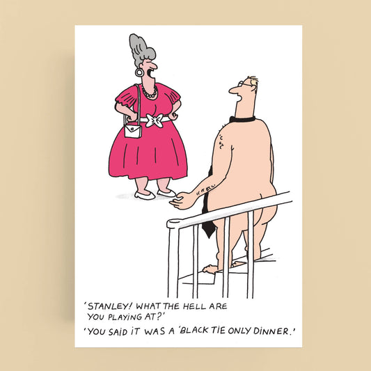 Cardinky - Cartoon Everyday Card - Black Tie Dinner- Funny - Humour: Biodegradeable cello wrap.