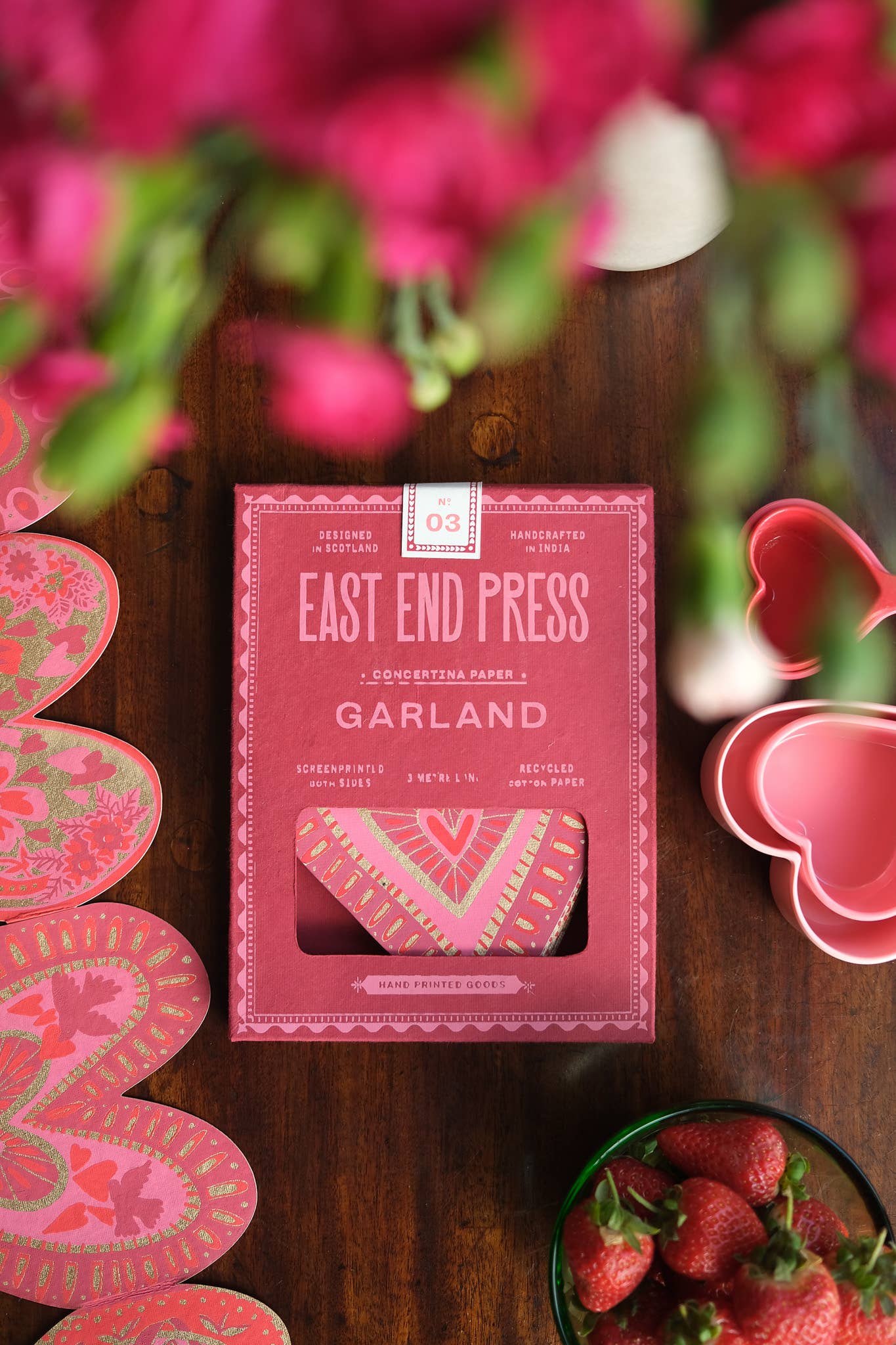 East End Press - Hearts Concertina Garland