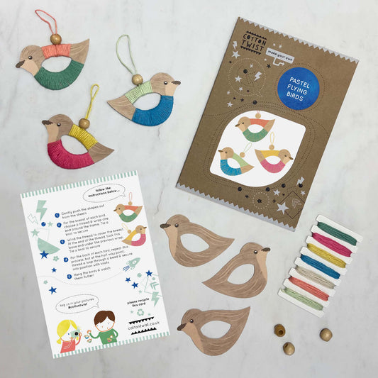 Cotton Twist - make your own pastel flying bird decorations