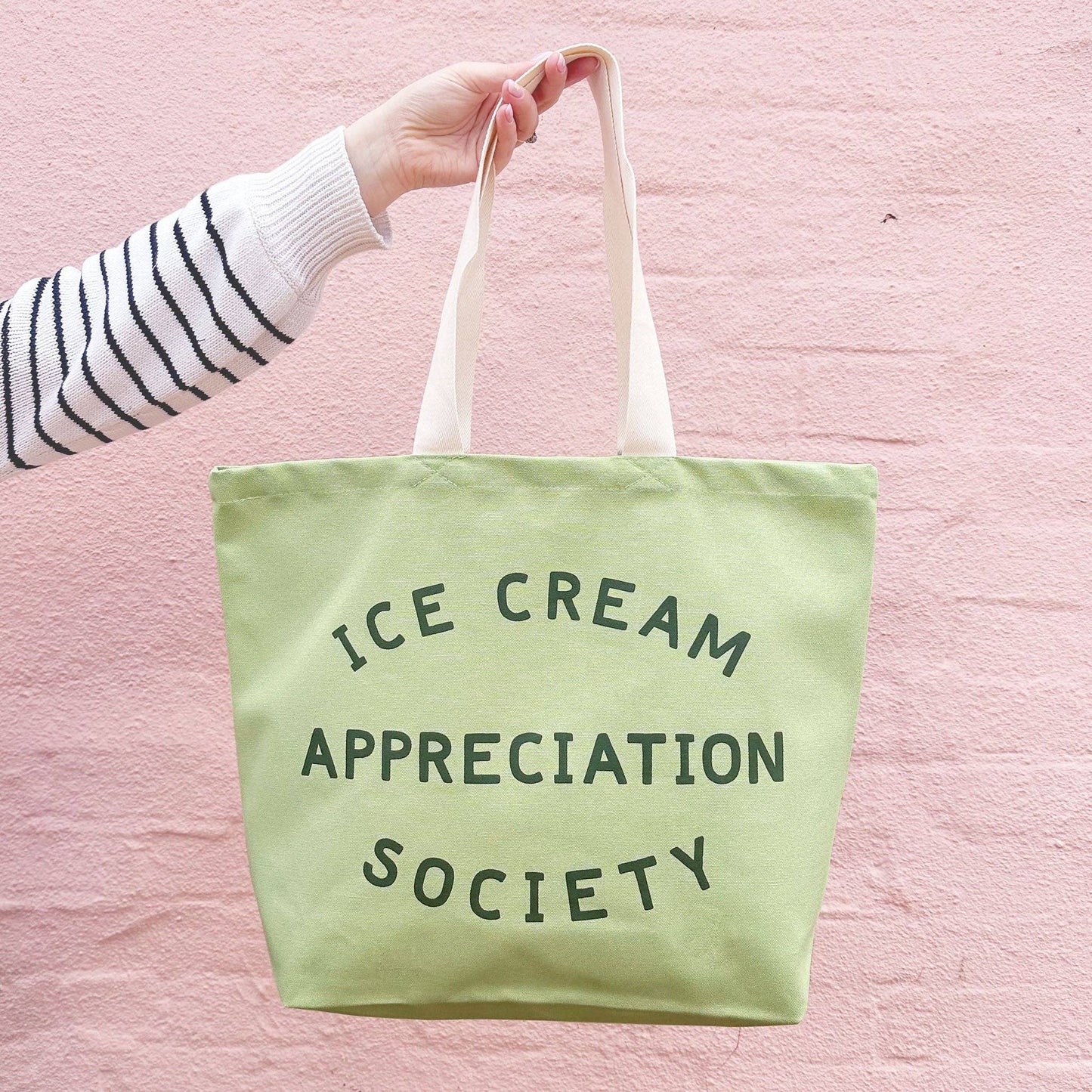 Alphabet Bags - Ice Cream Appreciation Society - Pistachio Canvas Tote Bag
