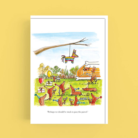 Cardinky - 'Dachshund pinåta'-birthday - Greeting card: Biodegradeable cello wrap.