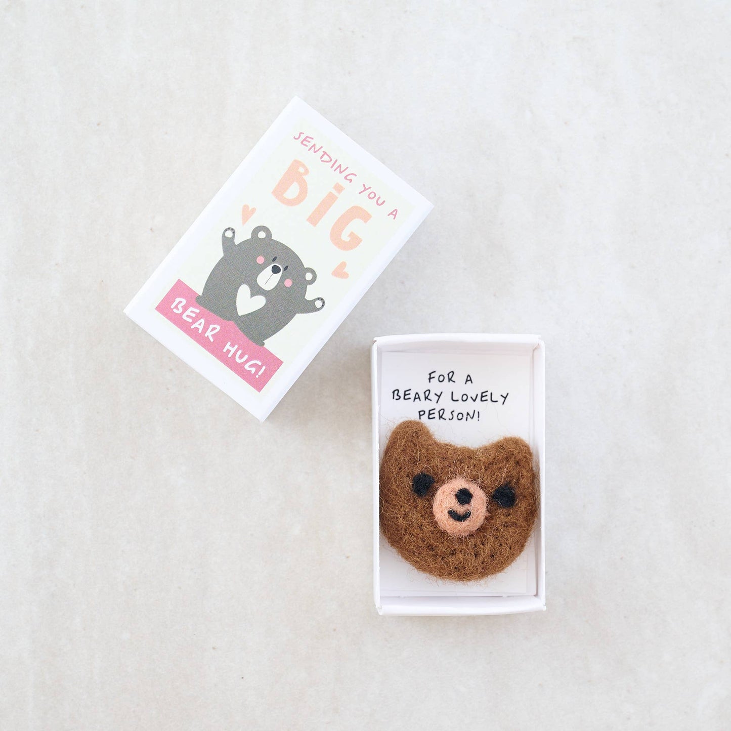 Marvling Bros Ltd - Big Bear Hug Wool Felt Bear In A Matchbox